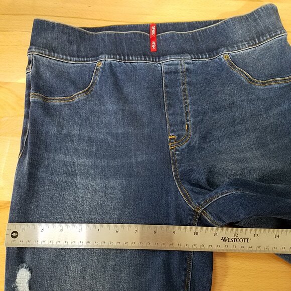 Spanx Women’s High-Rise Distressed Stretch Ankle Skinny Jeans - Dark Wash - Size - Picture 8 of 16
